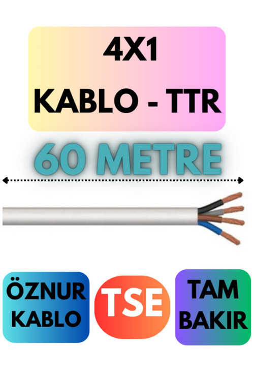Öznur 4X1 TTR Kablo Metre Seçenekli (Beyaz) 60 METRE