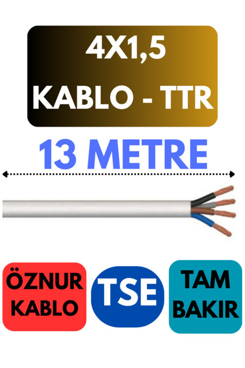 Öznur 4X1,5 TTR Kablo Metre Seçenekli (Beyaz) 13 METRE