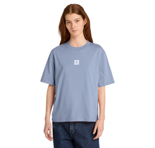 B0A5RZXB881-R Timberland Stack Logo Short-Sleeve Tee Kadın T-Shirt Mavi