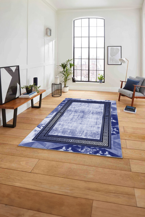 Çerçeveli Modern Klasik Baskılı Yıkanabilir Kaymaz Taban Yolluk Mutfak Salon Halısı