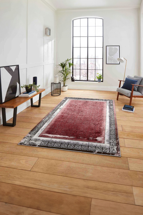 Çerçeveli Klasik Desenli Yıkanabilir Kaymaz Taban Yolluk Mutfak Salon Halısı