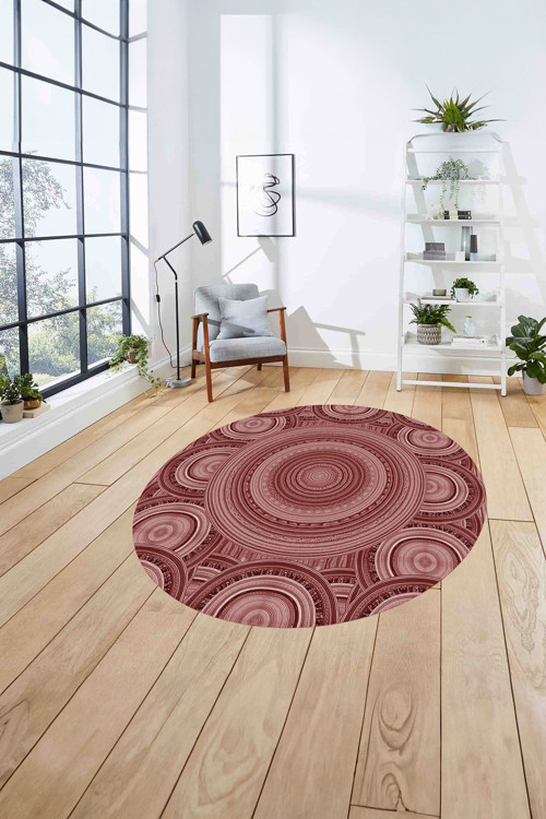Dijital Baskılı Jüt Kilim Model Yıkanabilir Kaymaz Yuvarlak Mutfak Salon Halısı