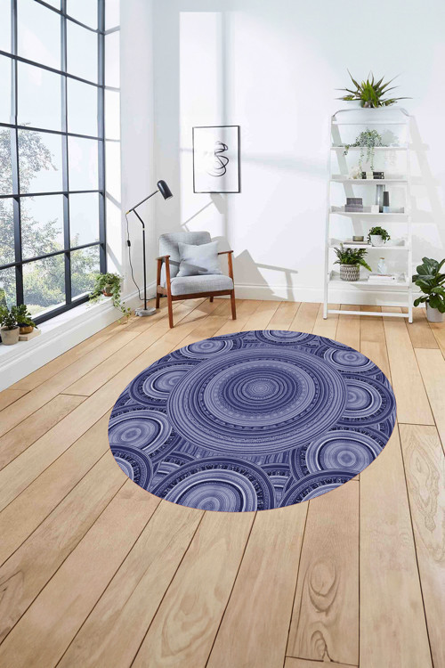 Dijital Baskılı Jüt Kilim Model Yıkanabilir Kaymaz Yuvarlak Mutfak Salon Halısı