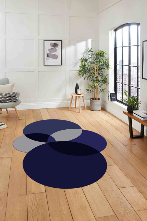 Dijital Lazer Kesim Daire Motifli Yıkanabilir Kaymaz Taban Yolluk Mutfak Salon Halısı