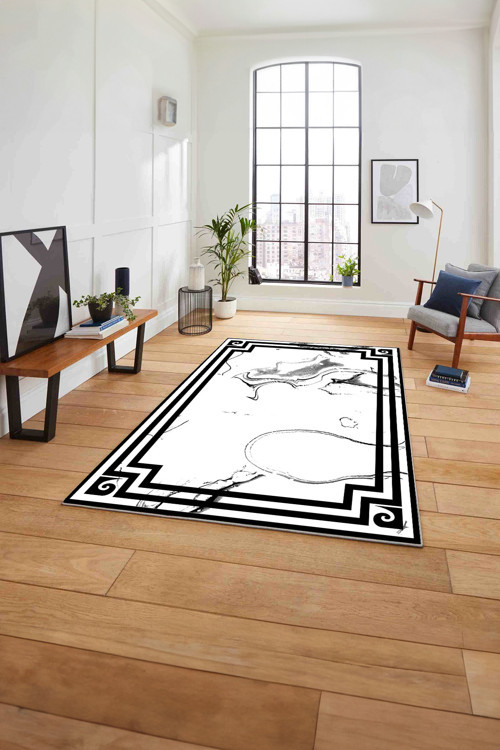Dijital Baskılı Mermer Desen Kaymaz Taban Yıkanabilir Yolluk Mutfak Salon Halısı