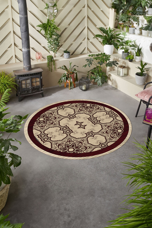 Baskılı Modern Desen Yıkanabilir Kaymaz Taban Yuvarlak Mutfak Salon Halısı
