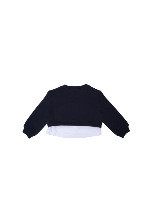 Lacivert Bisiklet Yaka Gömlek Detaylı Sweatshirt Sıs-G1121