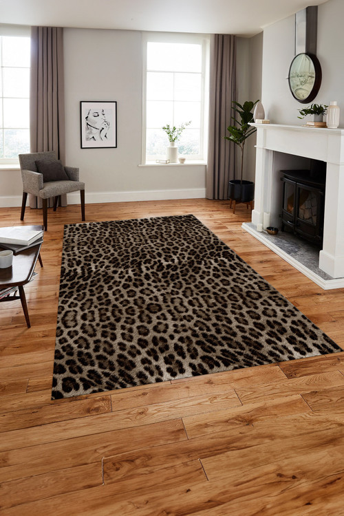 Baskılı Modern Leopar Model Yıkanabilir Kaymaz Taban Yolluk Mutfak Salon Halısı