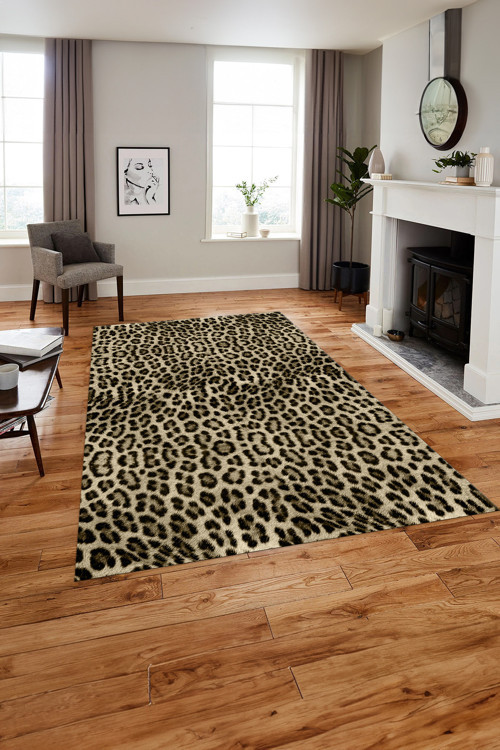 Baskılı Modern Leopar Model Yıkanabilir Kaymaz Taban Yolluk Mutfak Salon Halısı