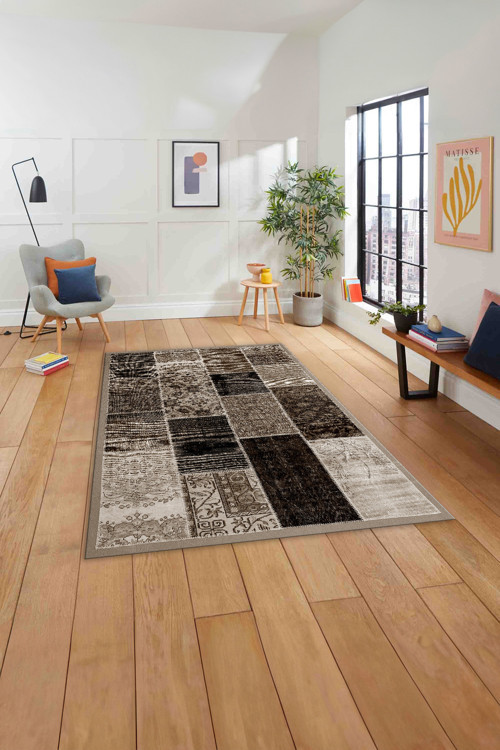 Baskılı Patchwork Otantik Model Yıkanabilir Kaymaz Taban Yolluk Mutfak Salon Halısı