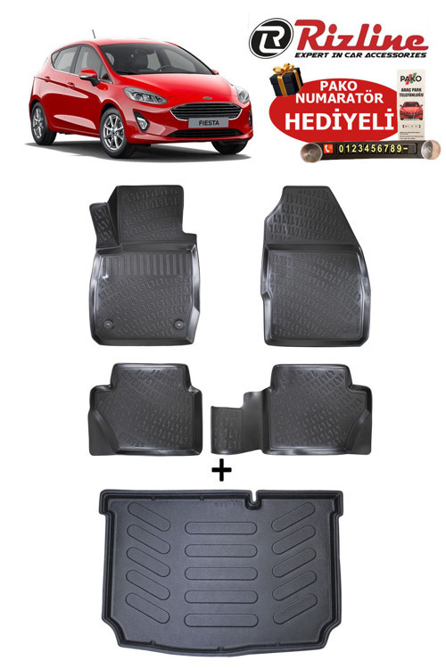 Ford Fiesta 2017 Sonrası Havuzlu Paspas ve Bagaj Havuzu Seti HEDİYELİ