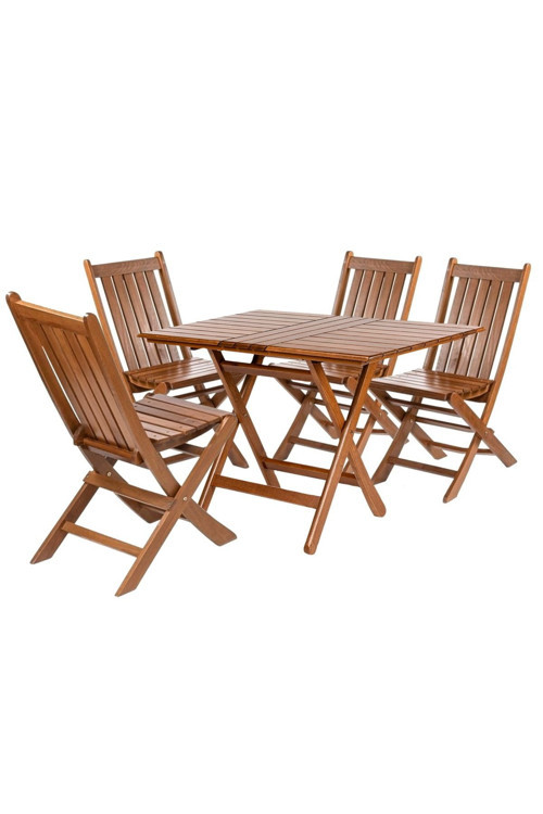 Avşa Ahşap Katlanır Bahçe Seti: 80x120 Masa + 4 Sandalye