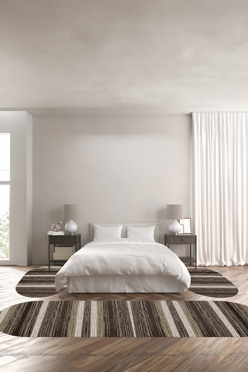 Baskılı Kaymaz Taban Yıkanabilir Modern Sade Desenli Oval Üçlü Yatak Odası