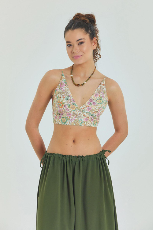 Bağcıklı Sırtı Açık Ayarlanabilir Crop Bluz