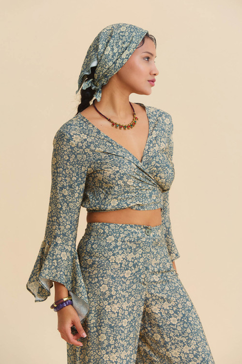 İspanyol Kol Crop Bluz