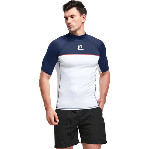 Shield Rash Guard Man T-Shirt WHITE - BLUE-4XL - NO:8