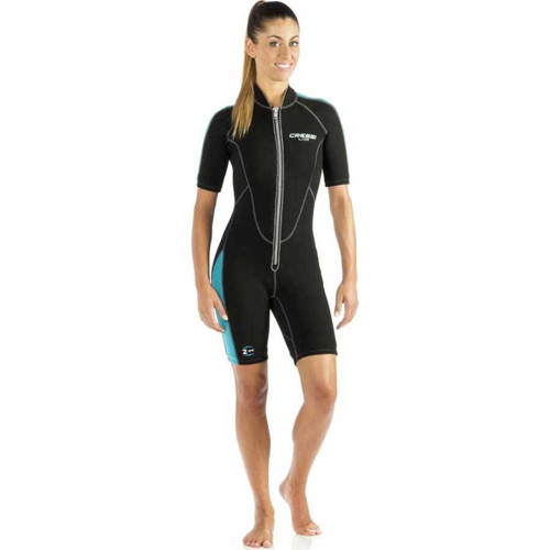 Lido Lady Shorty Dalış Elbisesi 2MM - XS-BLACK - AQUAMARINE