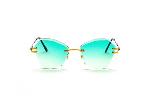 1454 21 CAT EYE GLD GRN 56