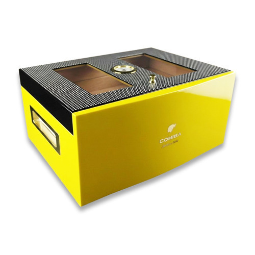Camlı Puro Kutusu Humidor Sarı 70's