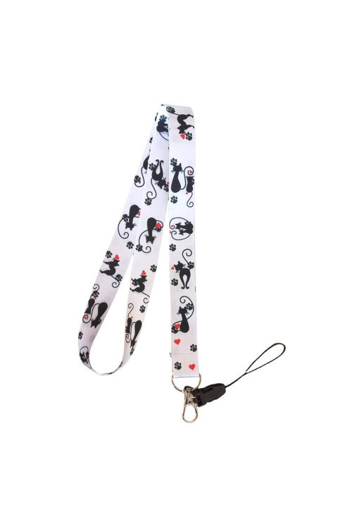 Kart Askı Ipi, Yaka Askı Ipi, Boyun Askı - 2 Cm Kedi Aşkı
