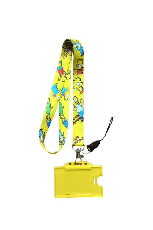 Simpson Sarı Kart Askı Ipi; Yaka Askı Ipi, Boyun Askı, Telefon Askı Aparatı Ve Sarı Plastik Kart,