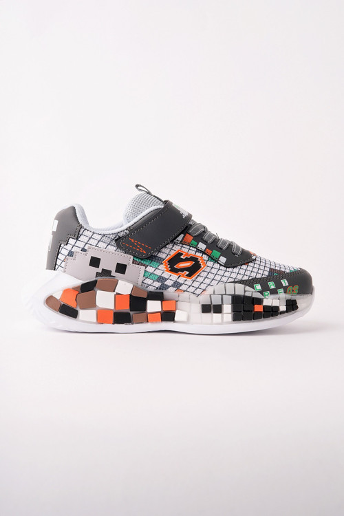 BLOCK Renkli Blok Tabanlı Cırtlı ve Bağcıklı Çocuk Sneaker Spor Ayakkabı