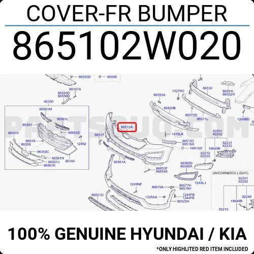 Hyundai Santa Fe Ön Tampon Astarlı 2012- (Oem No: 865102W020)