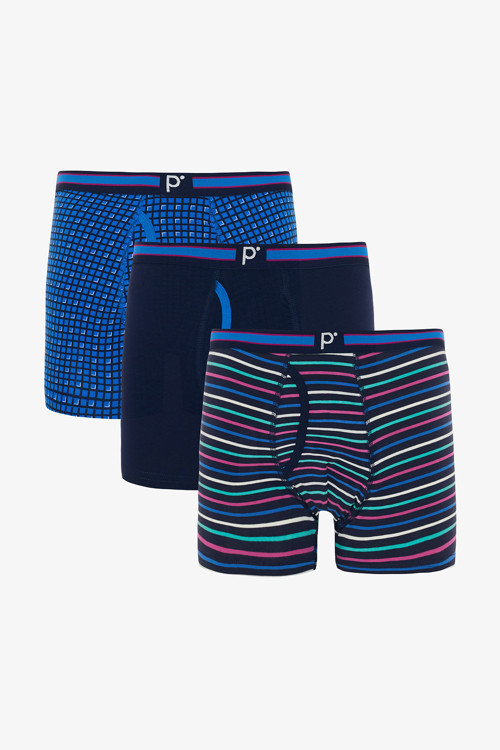 Erkek Bluedot Çizgili Organik 3'lü Boxer