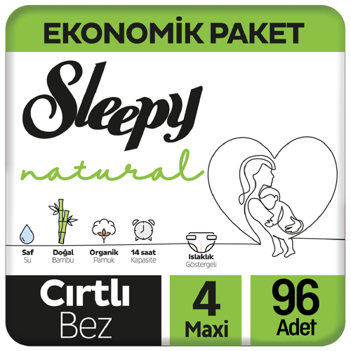 Natural Bebek Bezi Ekonomik Paket 4 Beden 48x2 96 Adet