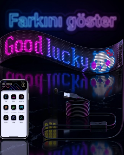 uygun 16x96 RGB LED Matrix Panel 60 cm Esnek Yapı Uygulama Kontrollü Kayan Yazı Ekranı popüler