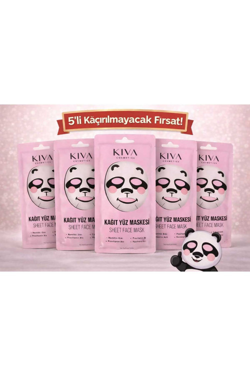 Panda 5’li Sheet Face Mask Seti Kağıt Yüz Maskesi Nemlendirici Cilt Bakımı
