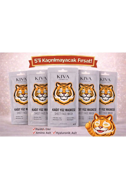 Kaplan 5’li Kağıt Yüz Maskesi Seti Hyaluronik Asit Sheet Face Mask Cilt Bakım Maskesi