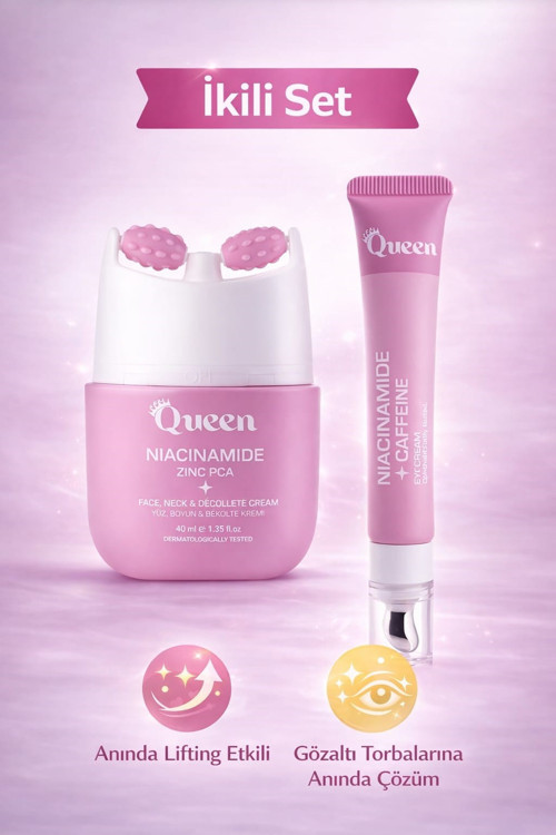 Queen İkili Cilt Bakım Seti – Niacinamide Zinc PCA Yüz Kremi + Niacinamide & Caffeine Göz Altı Serum