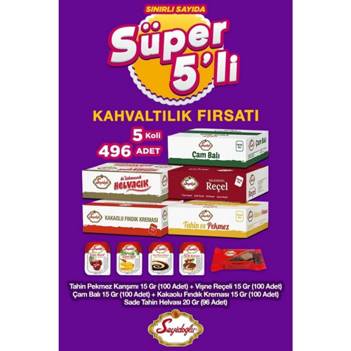 Doğal Lezzetler Kahvaltı Seti – Çam Balı, Fındık Kreması, Vişne Reçeli, Tahin Helva, Tahin Pekmez