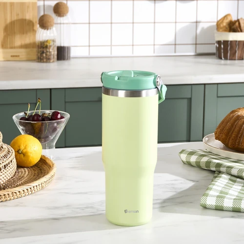 Star Ice Pipetli Çelik Sızdırmaz Termos Mint 900 ml