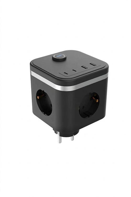 Termal Akım Korumalı Isıya Dayanıklı 3'lü Duvar Tipi Priz 2x Usb 2x Typce 3680 w