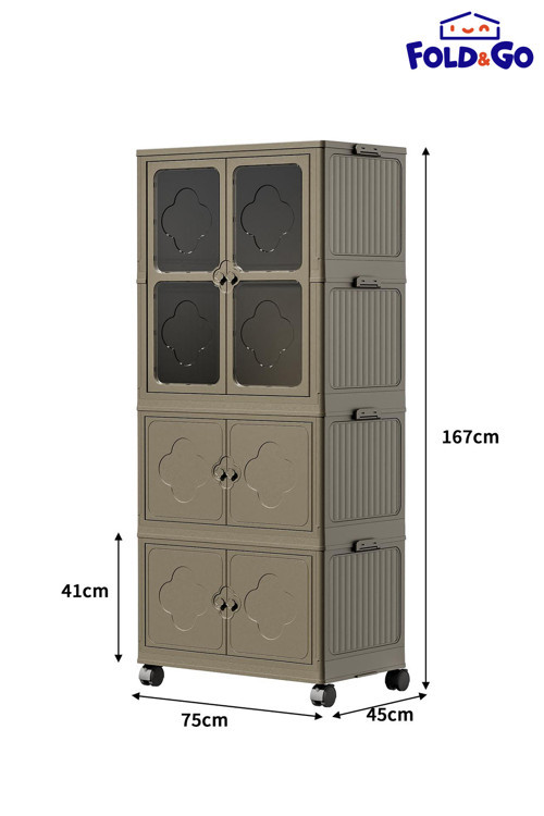 Lavine 3 Katlı Dolap&Gardrop Portatif Organizer Tekerlekli Dolap Çok Amaçlı Kapaklıkatlanır