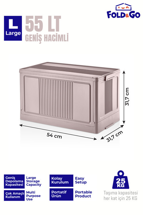 Fold&Go Tekli Portatif Organizer Kapaklı Kasa Çok Amaçlı Katlanır İstiflenebilir