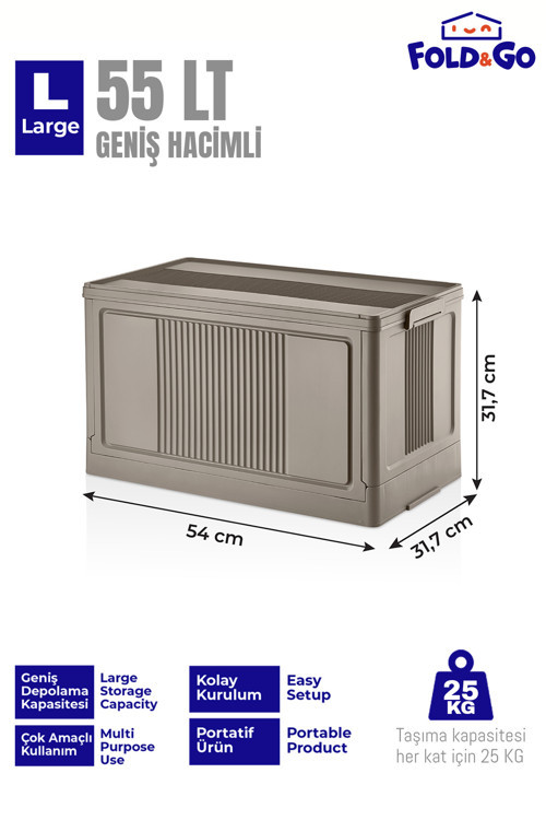 Fold&Go Tekli Portatif Organizer Kapaklı Kasa Çok Amaçlı Katlanır İstiflenebilir