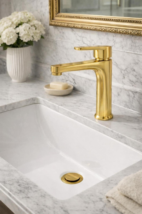 Meryem Yüksek Lavabo Bataryası Gold Renk