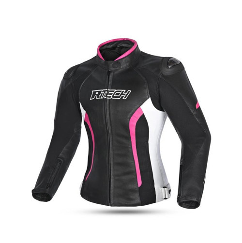 Chaqueta Piel Tom Rider Lady Motosiklet Mont L Beden Gri / Pembe