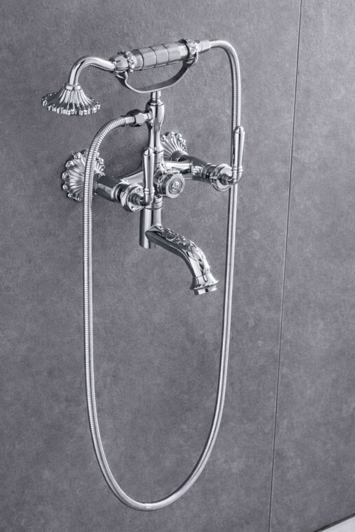 Rustik Banyo Bataryası Desenli Nostaljik Duş Seti