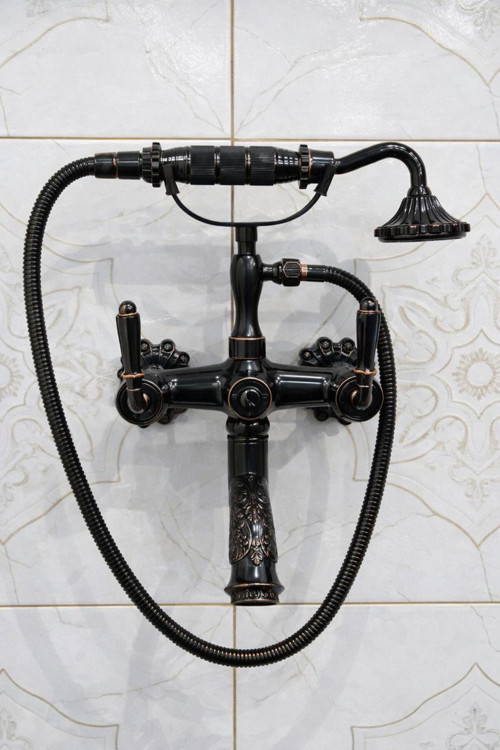 Rustik Banyo Bataryası Desenli Nostaljik Duş Seti