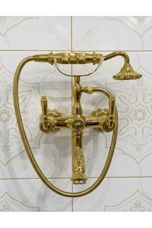 Rustik Banyo Bataryası Desenli Nostaljik Duş Seti