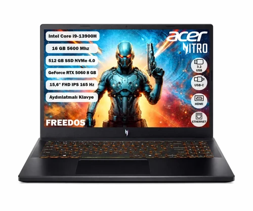 ANV15-52I9-13900H 16 GB Ram 512 GB SSD RTX 5060 15.6" FHD IPS 165 Hz FREEDOS NH.QZ8EY.004