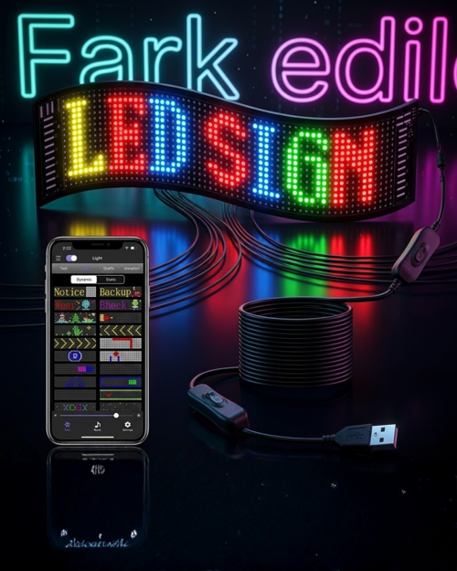 tekno RGB LED Matrix Panel 60 cm 16x96 Piksel Kayan Yazı ve Animasyon Destekli 2026