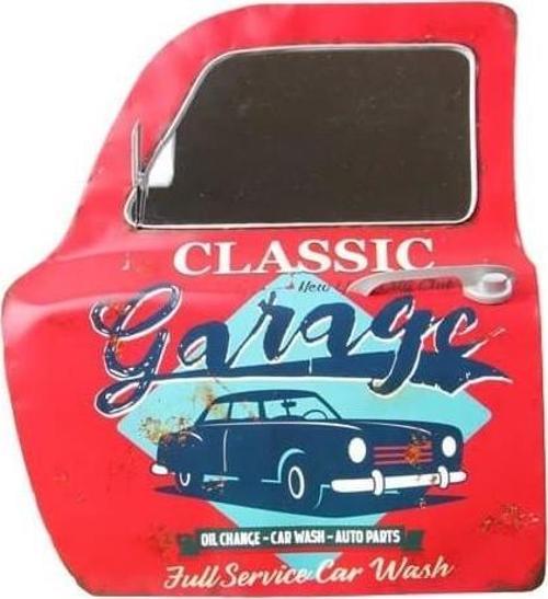Dekoratif Classic Garage Temalı Kırmızı Araba Kapısı Ayna