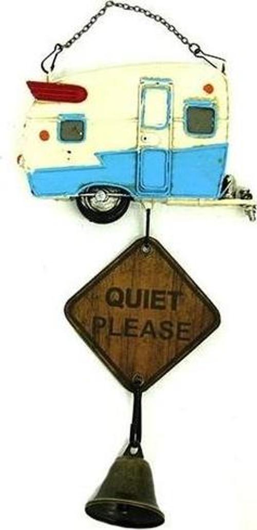 Dekoratif Metal Karavan Kapı Rüzgar Çanı Lütfen Sessiz Olunuz