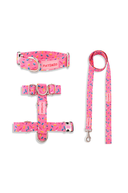 Pink Bones Köpek Göğüs, Boyun Ve Gezdirme Tasma Seti