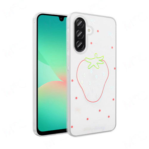 Galaxy A26 Kılıf Şeffaf Figürlü Folk Sert Kılıf Çilek